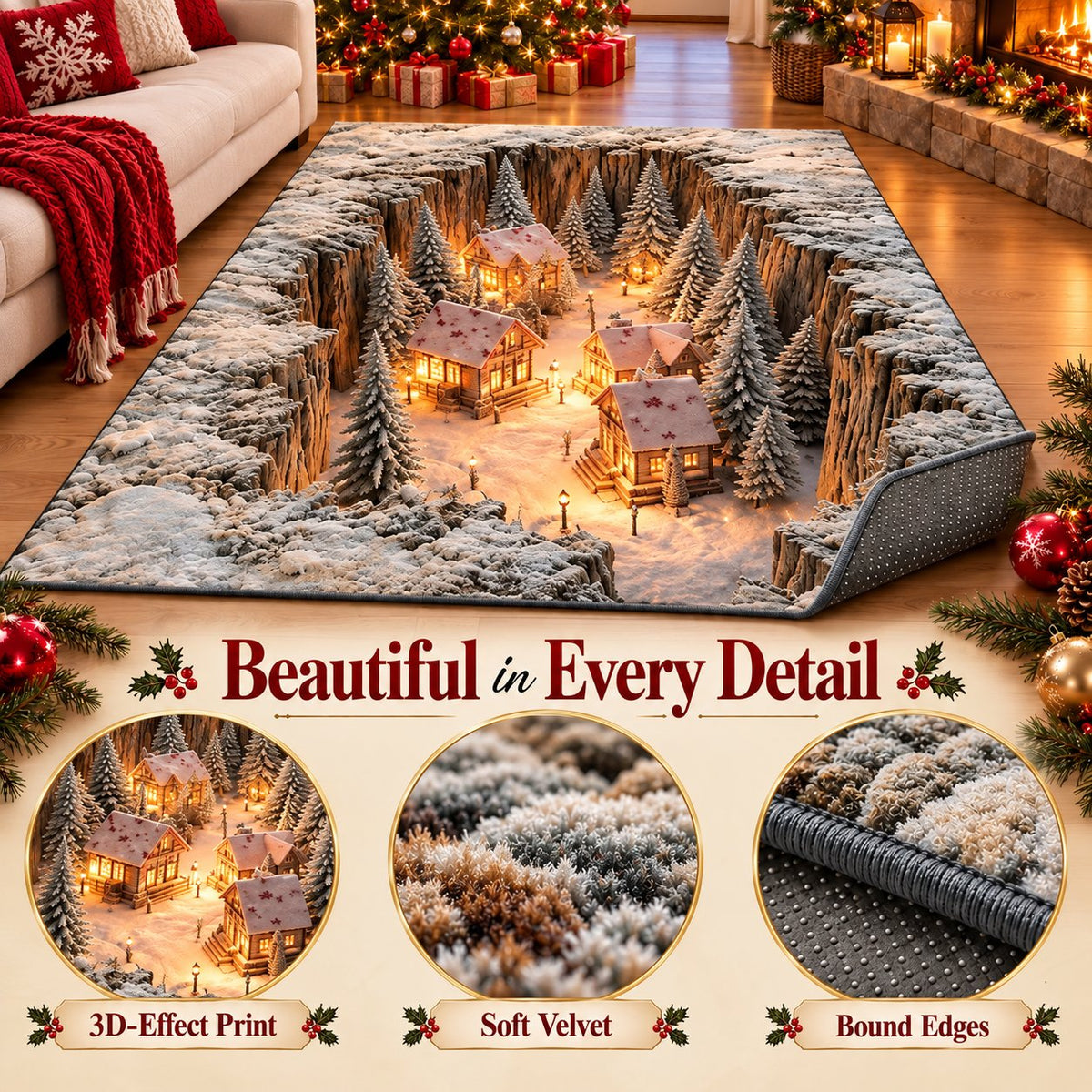 ✨Optical Illusion Christmas Scene Rug | Bring A Hidden Winter Village