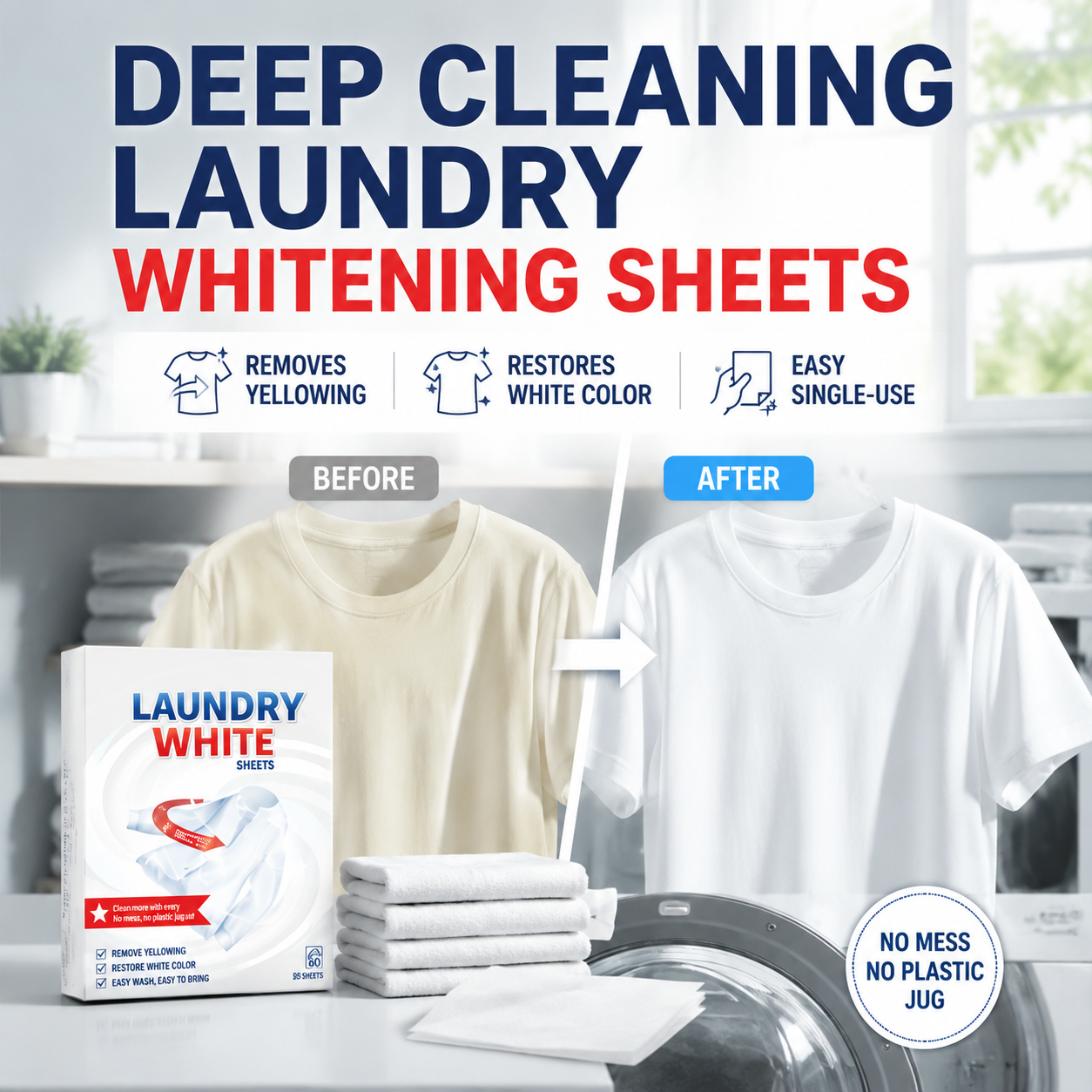 ๐ฅ๐ฅ Deep Cleaning Laundry Whitening Sheets โจ๐งบ Powerful Stain Remover Brightening Fabric Laundry Cleaning Sheets