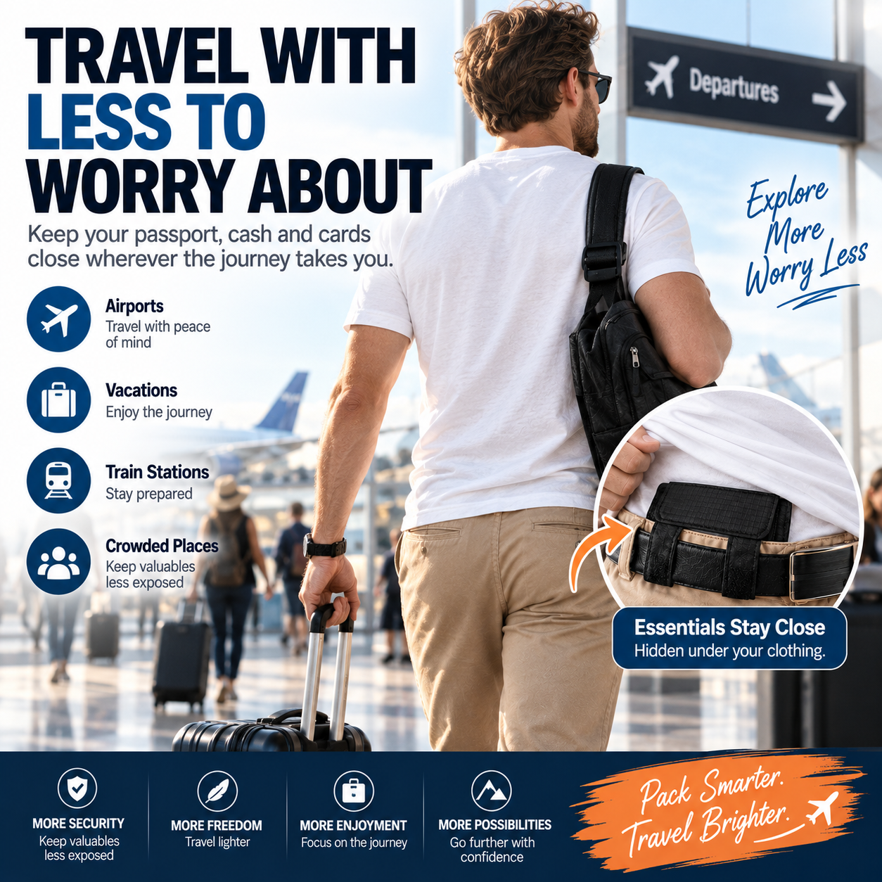 π DISCREET TRAVEL ESSENTIAL | Hidden Belt Pouch β Under-Clothing Passport, Cash & Card Organizer