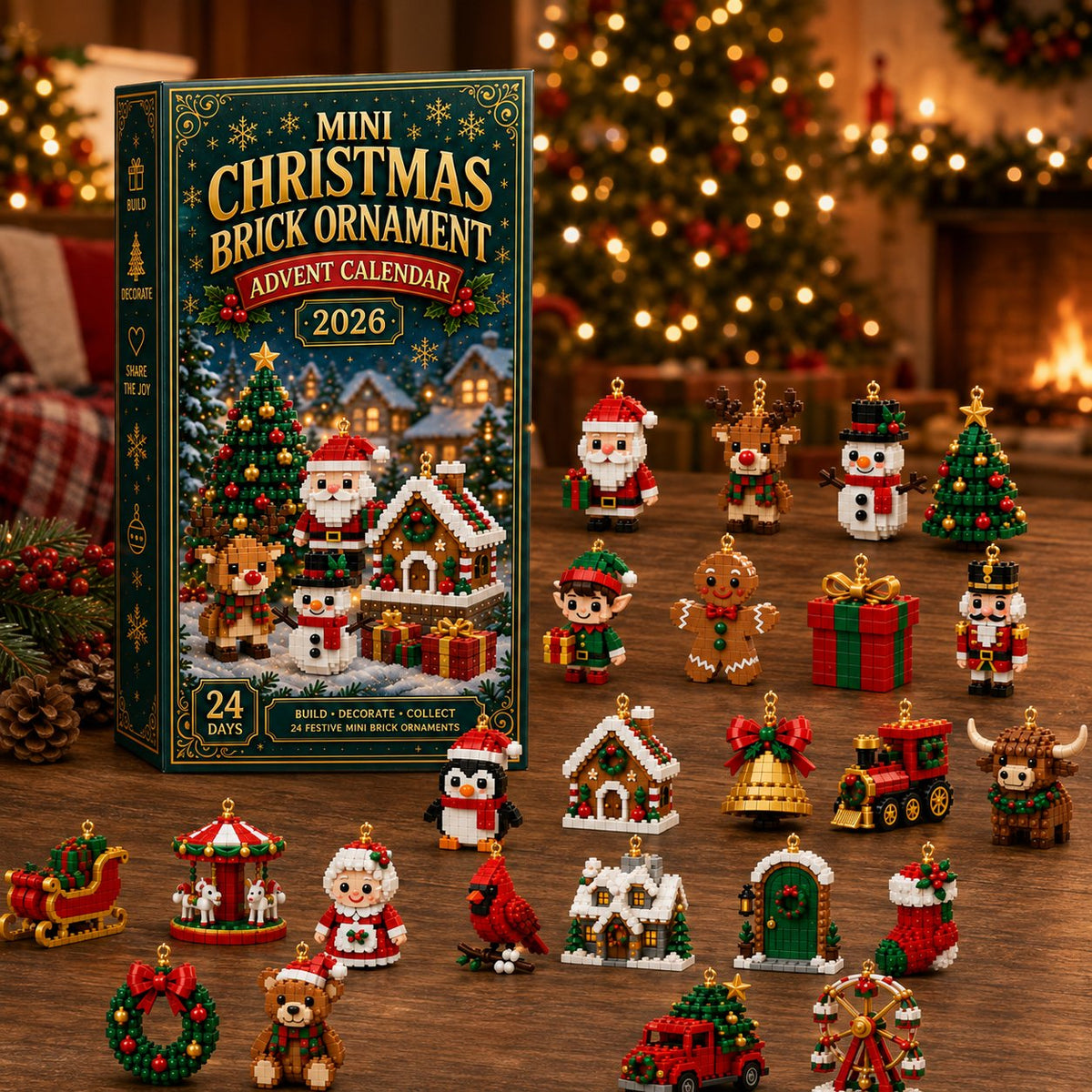 🔥49% OFF🎄 24Pcs Buildable Mini Christmas Ornament Advent Calendar for Holiday Decor