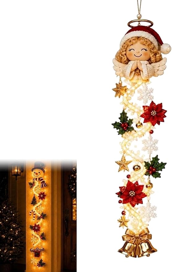 Glowing Christmas Door Hanger, Lighted Vertical Holiday Decor 🎄