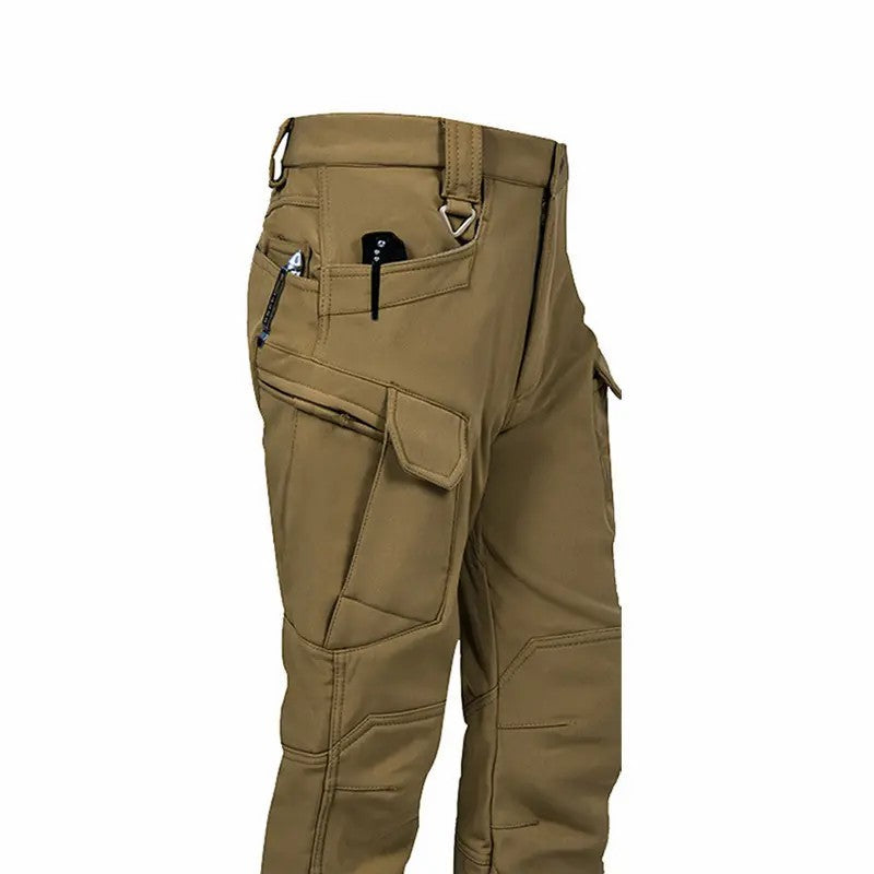 Men's Windproof & Warm Outdoor Military Tactical Pants - Fleece-Lined, Solid Colorđź‘–