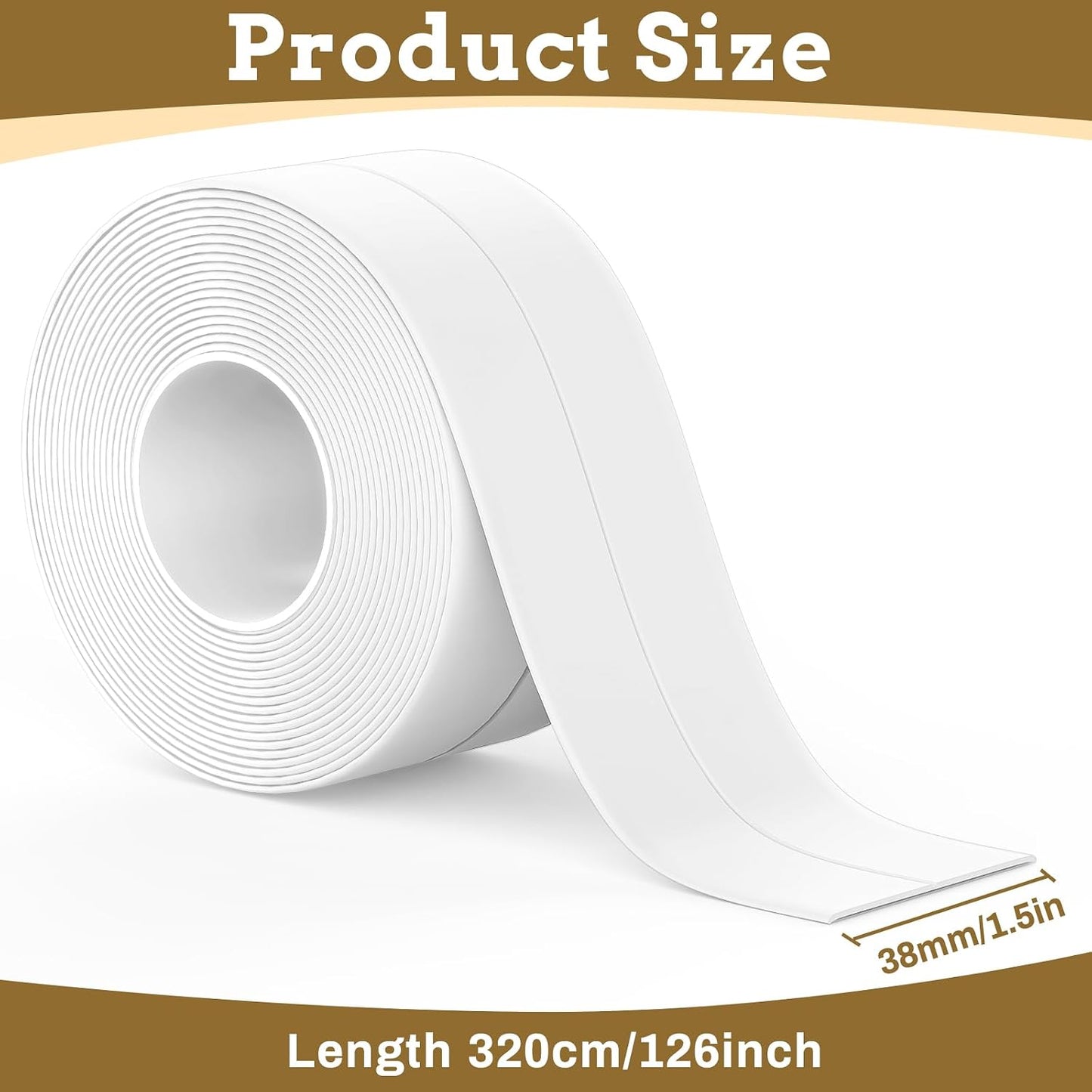 2Pcs White Caulk Tape Waterproof Self Adhesive
