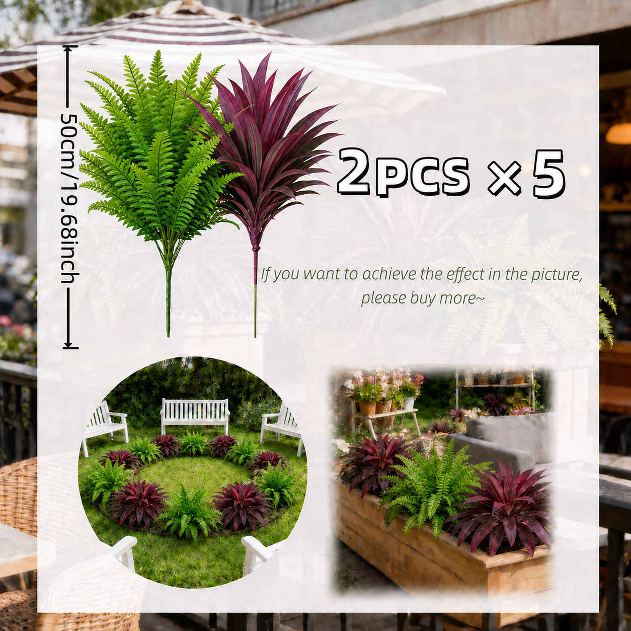 💥Summer Special🔥 UV-Resistant Artificial Fern & Red Dracaena Decorative Plants – Full, Lush & Fade-Resistant!