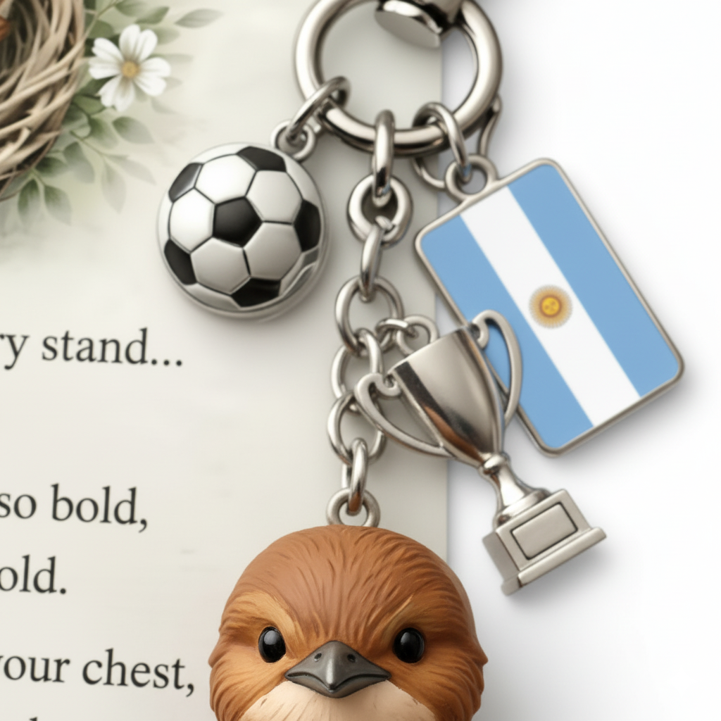 💖The Spirit of Argentina: Little Hornero Soccer Keychain & Keepsake Poem