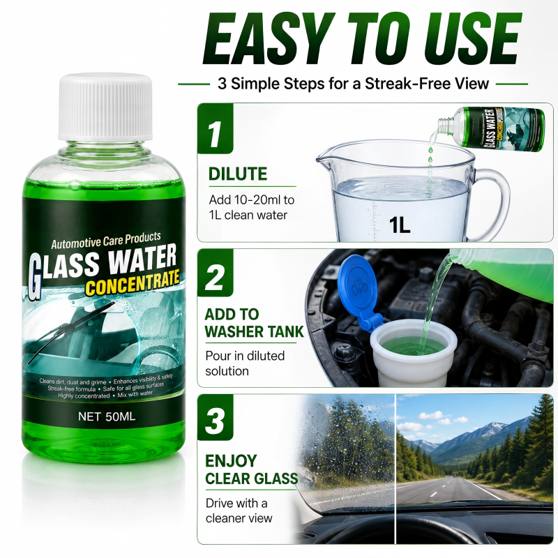 π₯50% OFF! Automotive Glass Water Concentrate β Just Dilute & Pour! Streak-Free Visibility, Fights Bugs & Road Grime! πβ¨