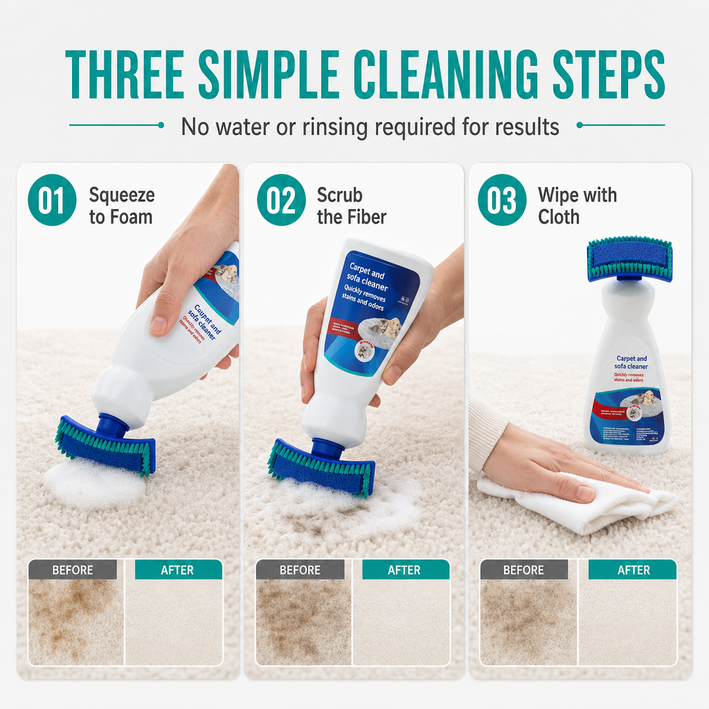 ๐งผ Waterless Fabric & Carpet Cleaner โ Easy Spray & Wipe Cleaning for Sofas, Upholstery & Carpets