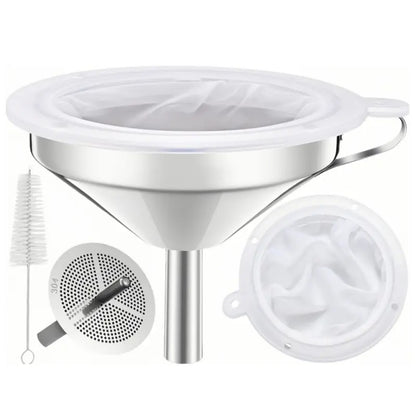 Unnel for Filling Bottles, 5 Inch Food Grade Stainless Steel Kitchen Funnel with 200 Mesh Filter Strainer ✨
