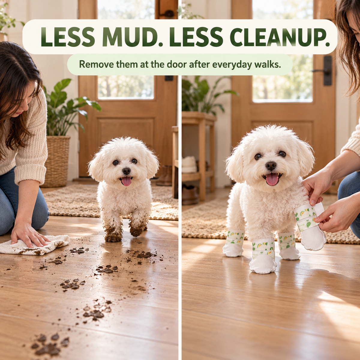 🐾 Keep Muddy Paw Prints Outside—Disposable Dog Paw Covers