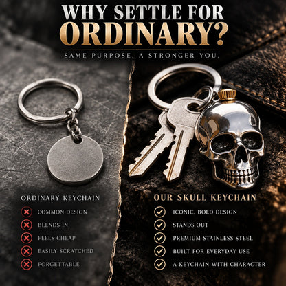 🔑 Heavy-Duty Stainless Steel Skull Keychain – Gothic Punk EDC Accessory, Durable Gift for Bikers-3 Pack