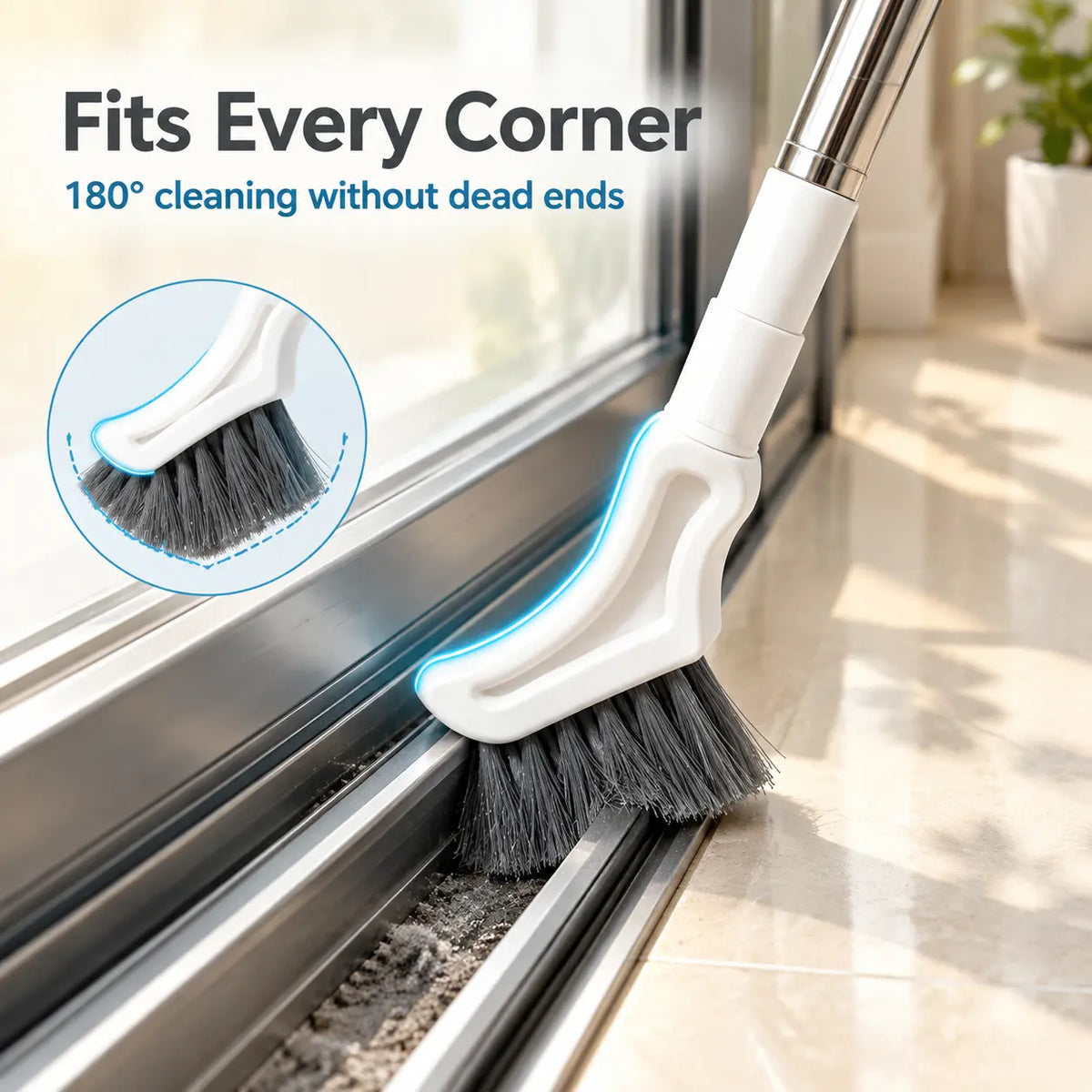 Telescopic cleaning brush hanging from built-in storage hole