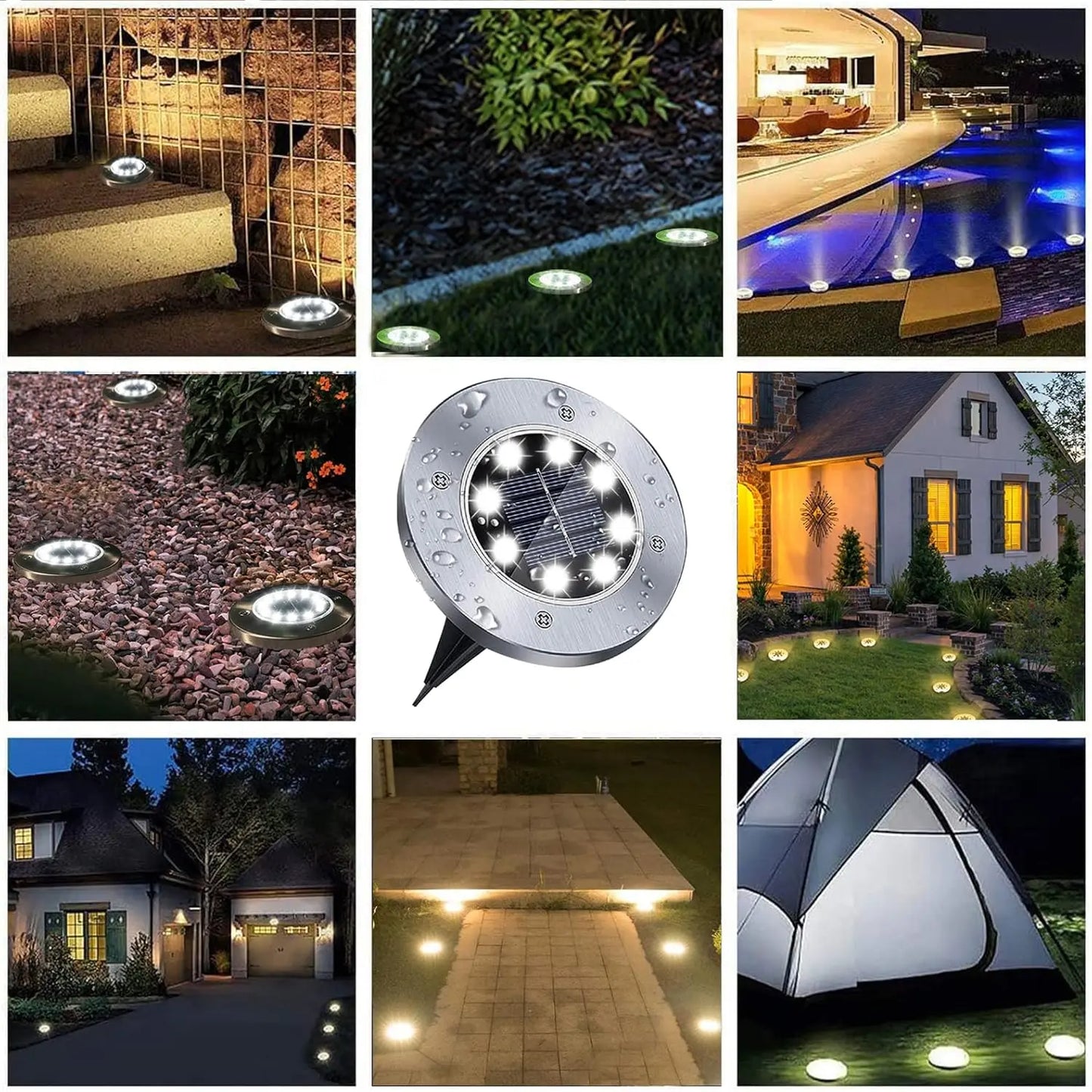 🌙 8-LED Solar Pathway Lights – Auto-On Outdoor Garden Lights