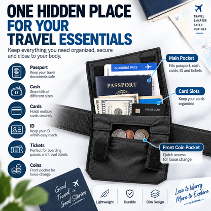 🔒 DISCREET TRAVEL ESSENTIAL | Hidden Belt Pouch – Under-Clothing Passport, Cash & Card Organizer