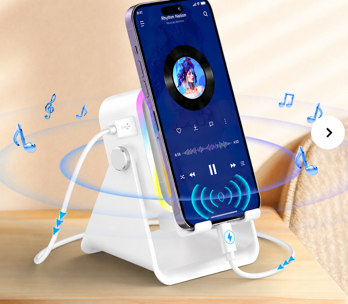 📱PUTARE Wireless Induction Audio Speaker Stand