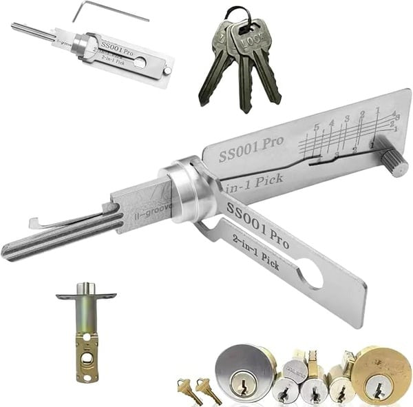 ⚡SS001 Pro Locksmith Tool Set — Stainless Steel, Precision Decoder & Pick