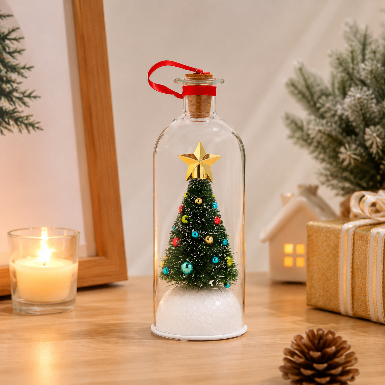 🎄 Recordable Christmas Tree In Bottle Ornament | Voice Message Keepsake Giftcordable Message in a Bottle