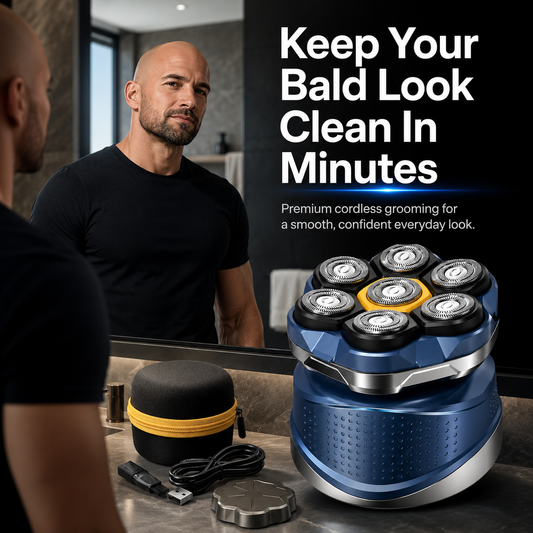 🔥 7D Floating Head Shaver for Men – Cordless Waterproof Electric Bald Head Razor