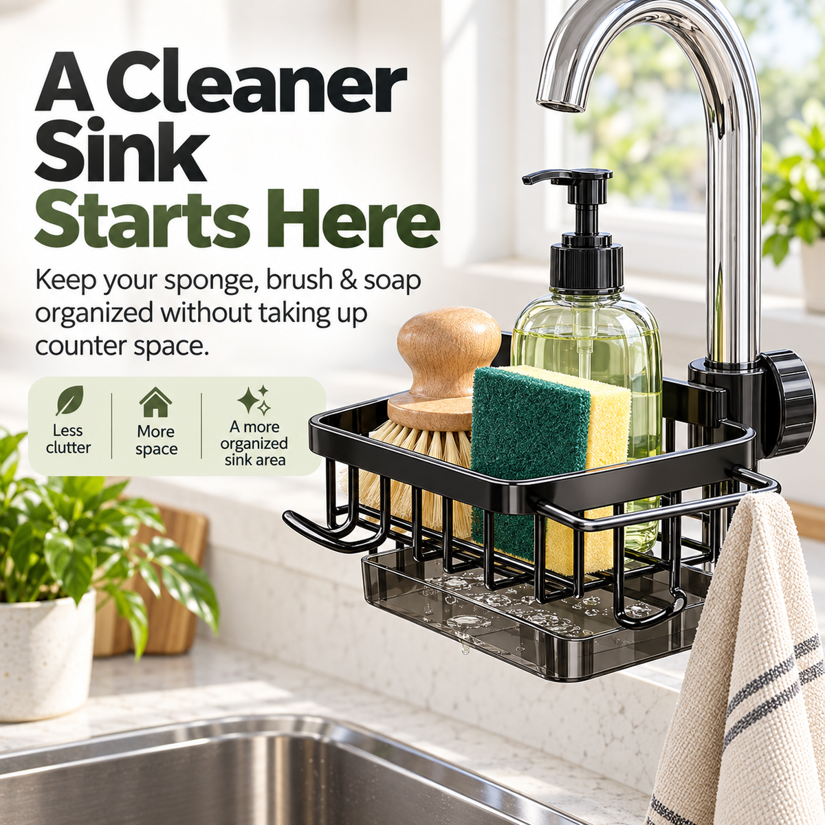 ✨ Faucet Sink Organizer Rack – Keep Your Kitchen Sink Clean & Clutter-Free