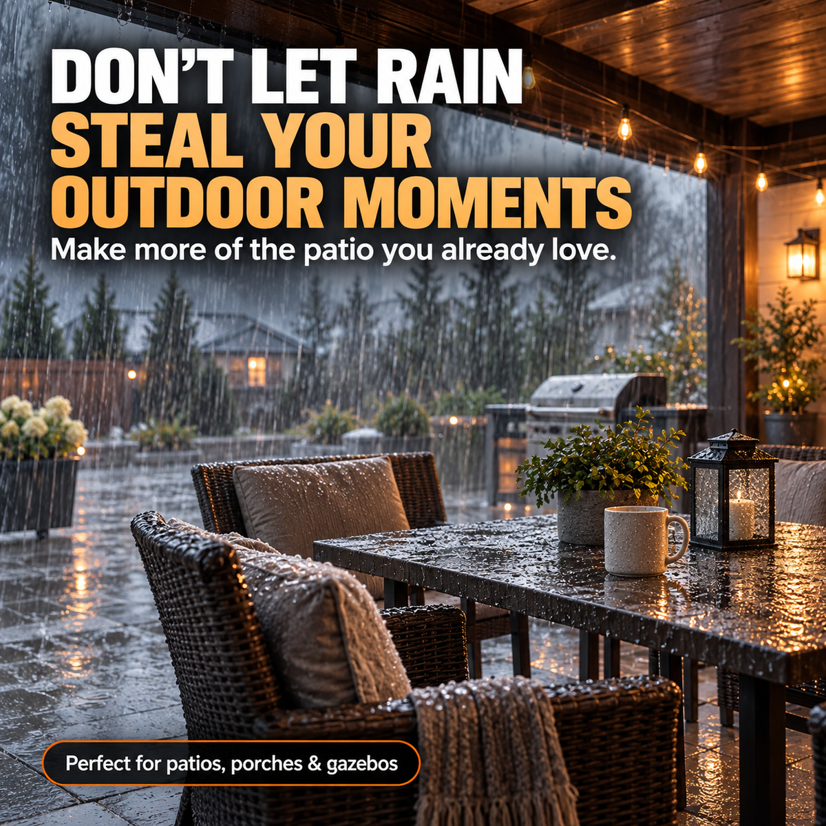 10×13FT Heavy-Duty Clear Waterproof Tarp – All-Weather Patio & Gazebo Cover