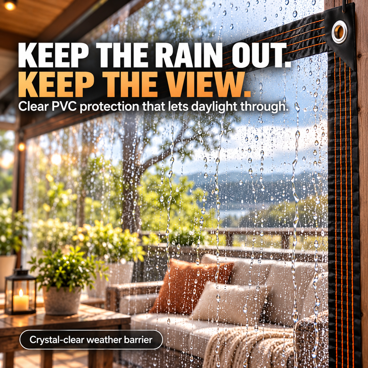 10×13FT Heavy-Duty Clear Waterproof Tarp – All-Weather Patio & Gazebo Cover