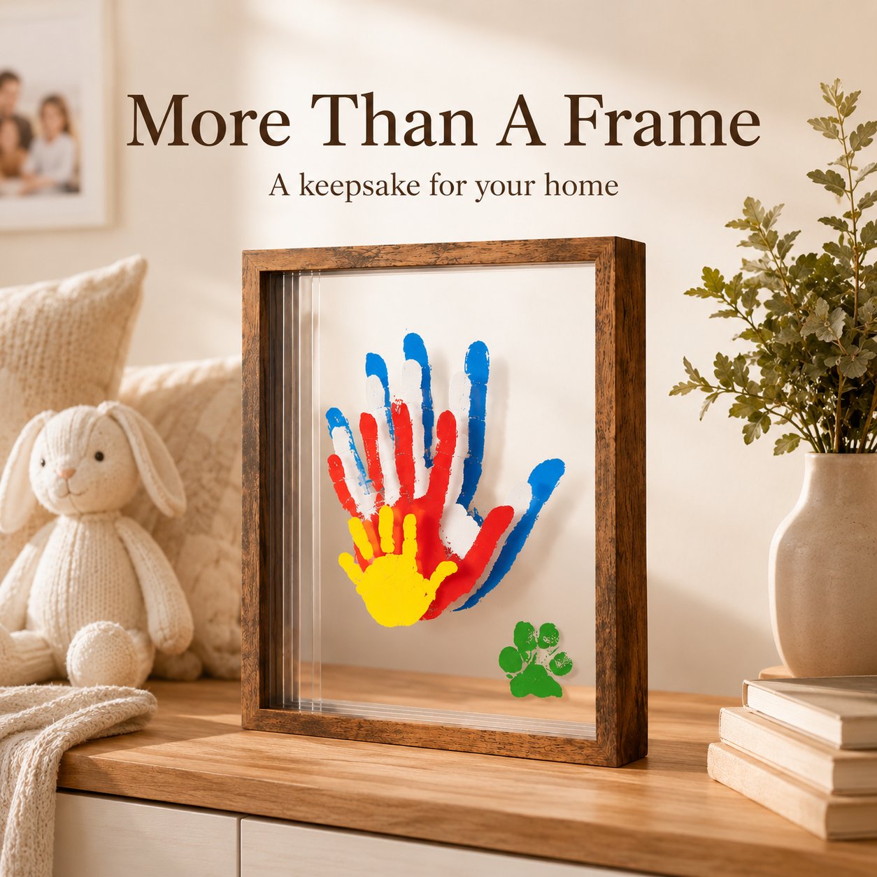 Wooden Transparent Handprint Frame Set, DIY Family Memorial Gift Kit