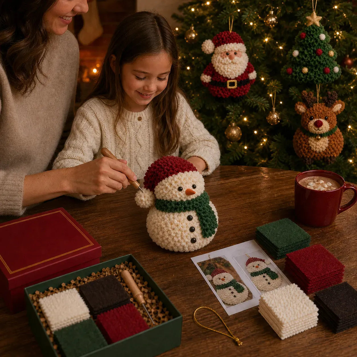 ⏳ Last Day 49% OFF – 🎄Beginner-Friendly 3D Fabric Poke Christmas Ornament DIY Kit Collection | Complete Kit with Pre-Cut Fabrics, Stuffed Felt Base, Poking Tool & Step-by-Step Guide Included 💕