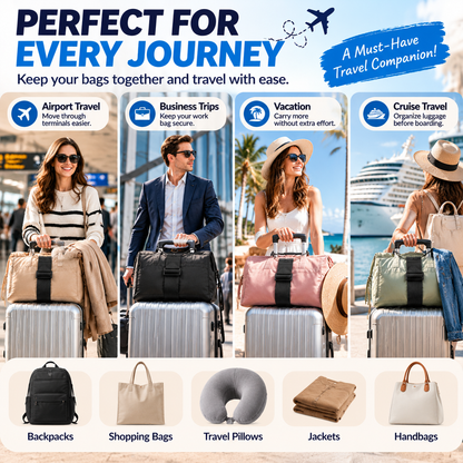✈️ Hands-Free Travel Luggage Strap – Carry More, Stress Less