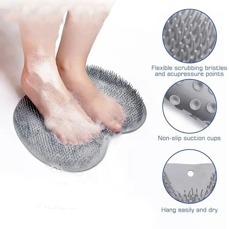 Silicone Shower Foot Scrubber Mat,Back & Feet Cleaning Pad