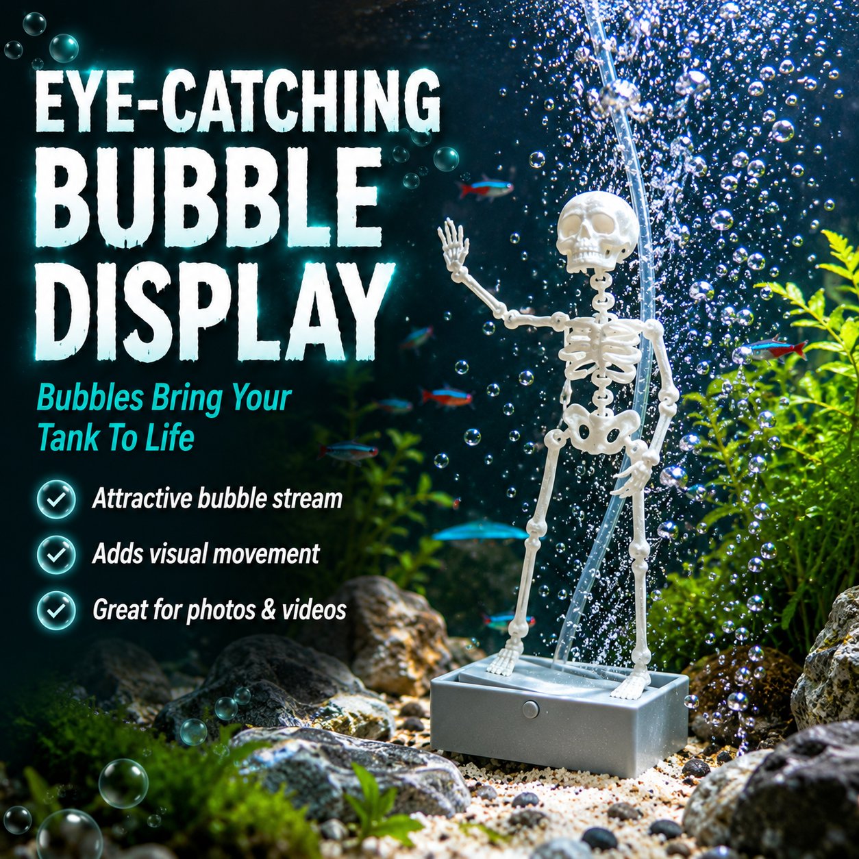 Air-Driven Dancing Skeleton Aquarium Ornament