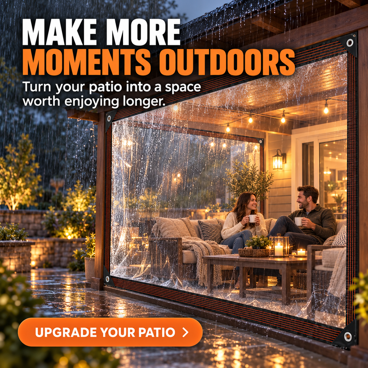 10×13FT Heavy-Duty Clear Waterproof Tarp – All-Weather Patio & Gazebo Cover