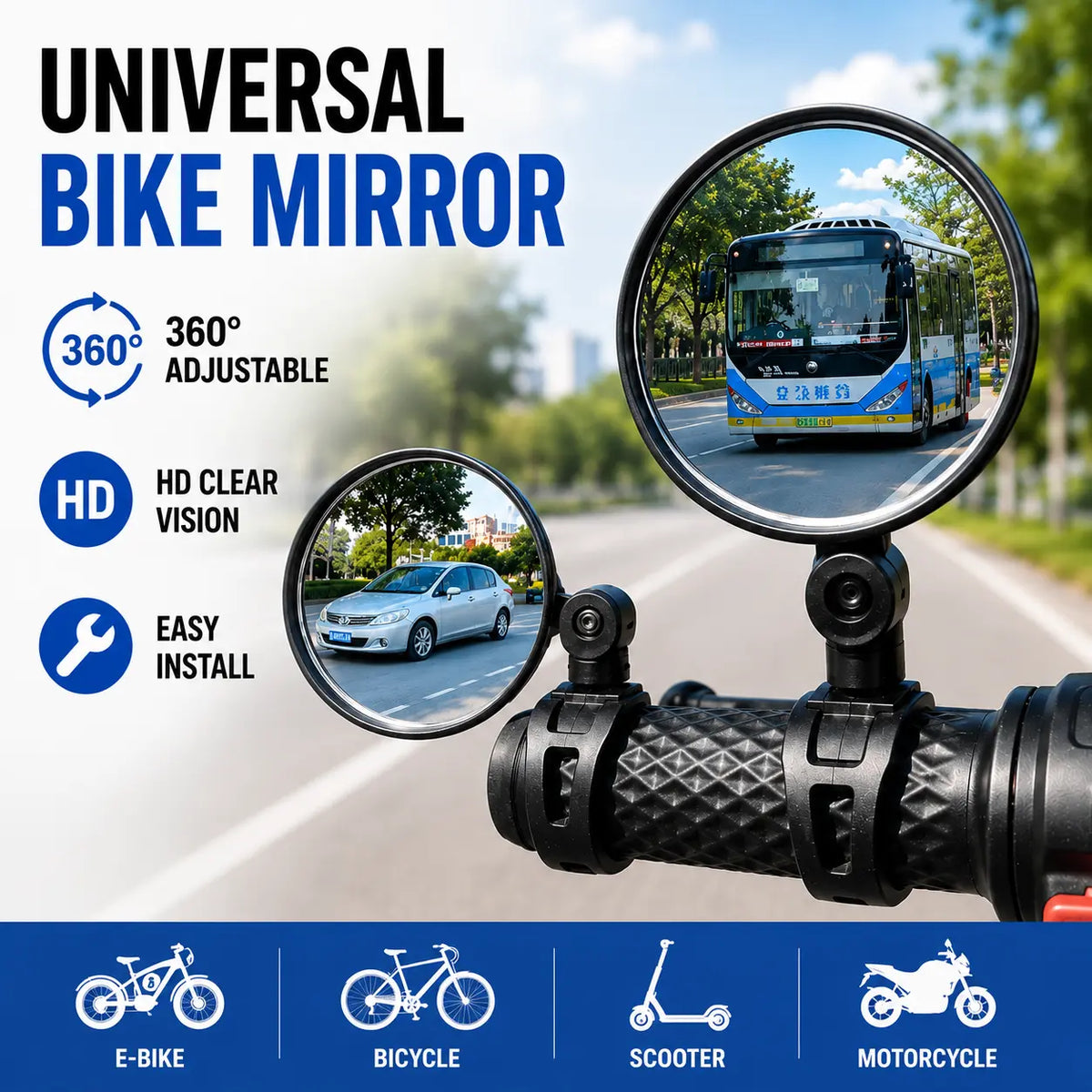 2 Counts, Bicycle Handlebar Convex Rearview Mirror🚲