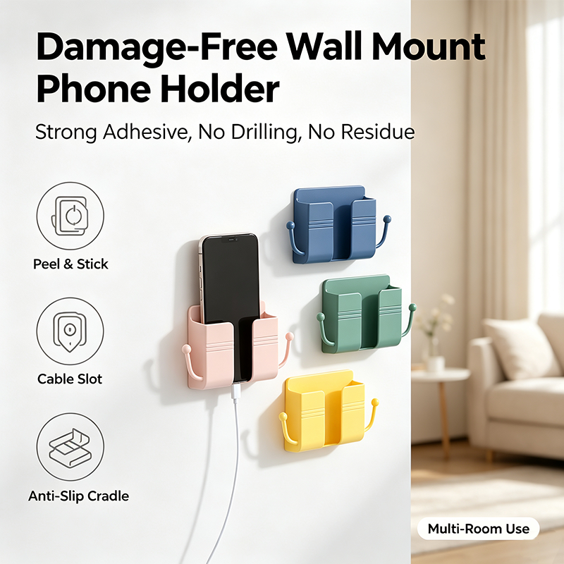 Mobile phone holder mounted on self-adhesive wall, wall-mounted mobile phone holder📱✨