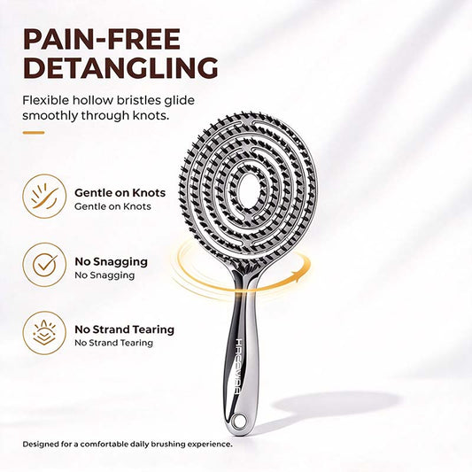 Anti-Static Hollow Round Bristle Brush - Massaging Design💇‍♀️✨