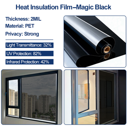 Static Cling Window Privacy Film UV Blocking Mirror Tint
