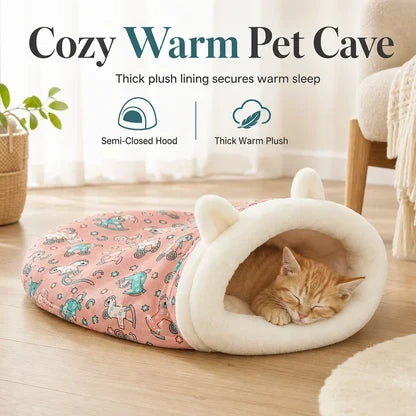 🔥 🐱 Thick & Warm Cat Cave Bed – Keep Your Pet Cozy This Winter!
