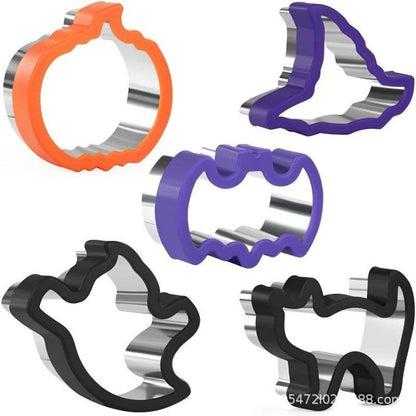 🎃 4-Piece Halloween Pancake Mold Set – Ghost, Bat, Pumpkin & Skull Silicone Breakfast Shapers