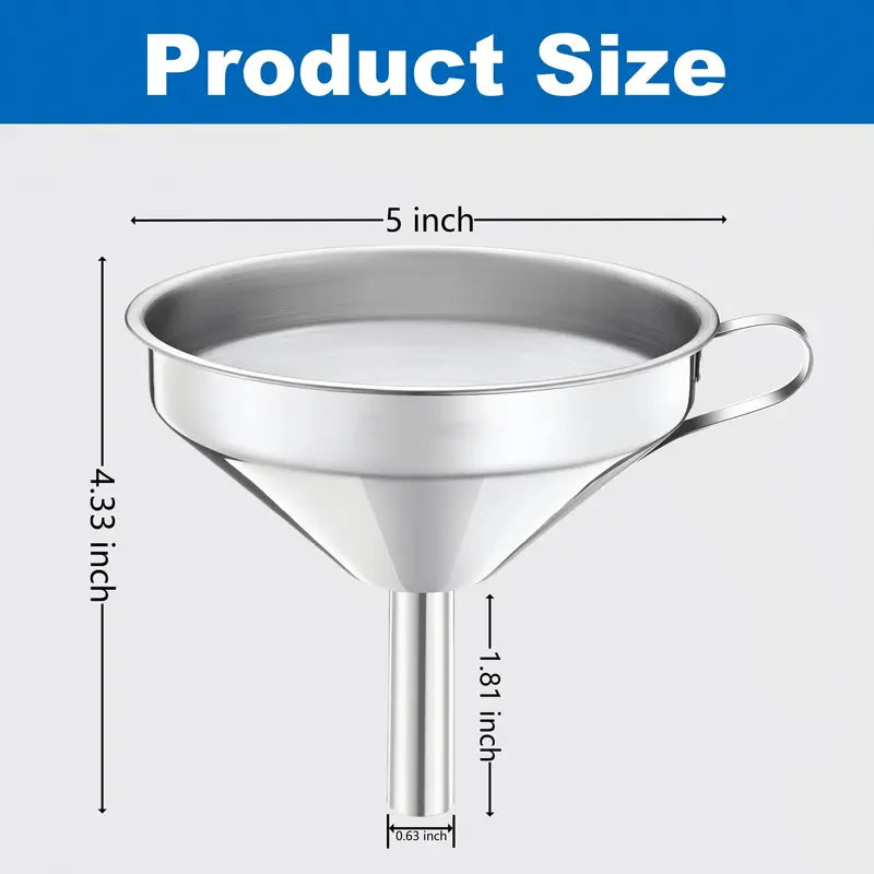 Unnel for Filling Bottles, 5 Inch Food Grade Stainless Steel Kitchen Funnel with 200 Mesh Filter Strainer ✨