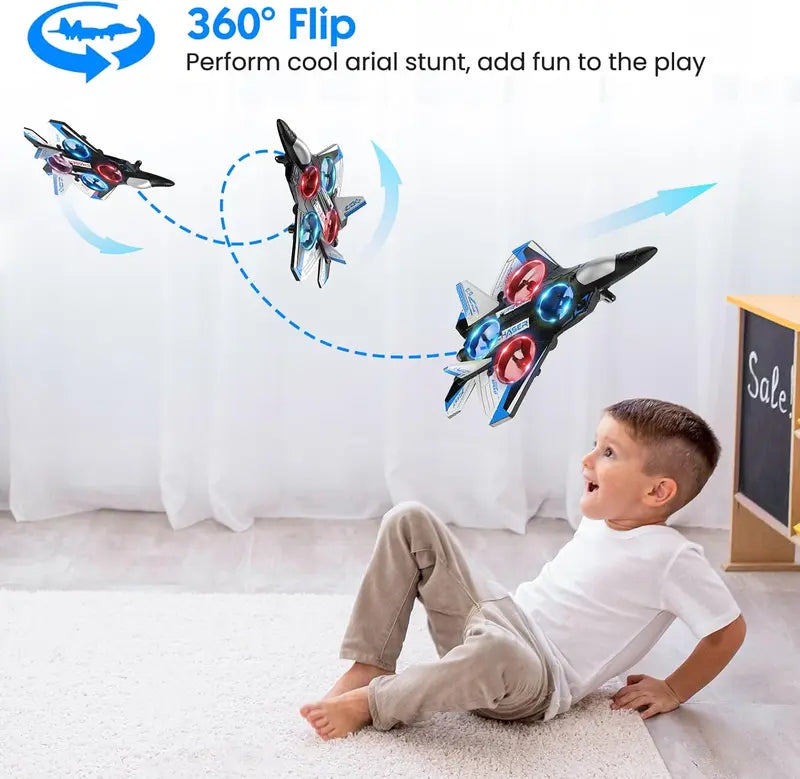 2.4G Remote Control Stunt Fighter Plane, Beginner Friendly RC Drone Aircraft With Headless Mode✈️