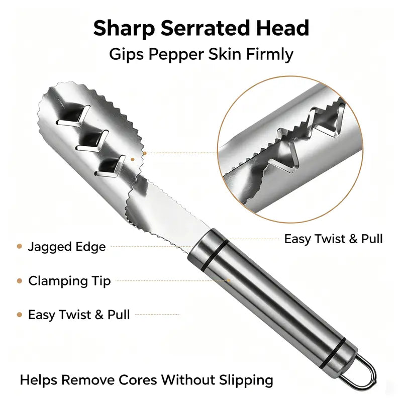 Stainless Steel Pepper Corer Seed Remover Tool, Chili Bell Pepper Core Deseeder 🌶️