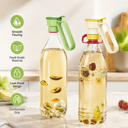 Sohochic Plastic Bottle Pour Spout Cap Dispenser - 2Count, Portable Kitchen Utensil with Carry Handle, Detachable Wide Mouth & Different Caliber, for DIY Oil Pots & Refrigerator Cold Water Making