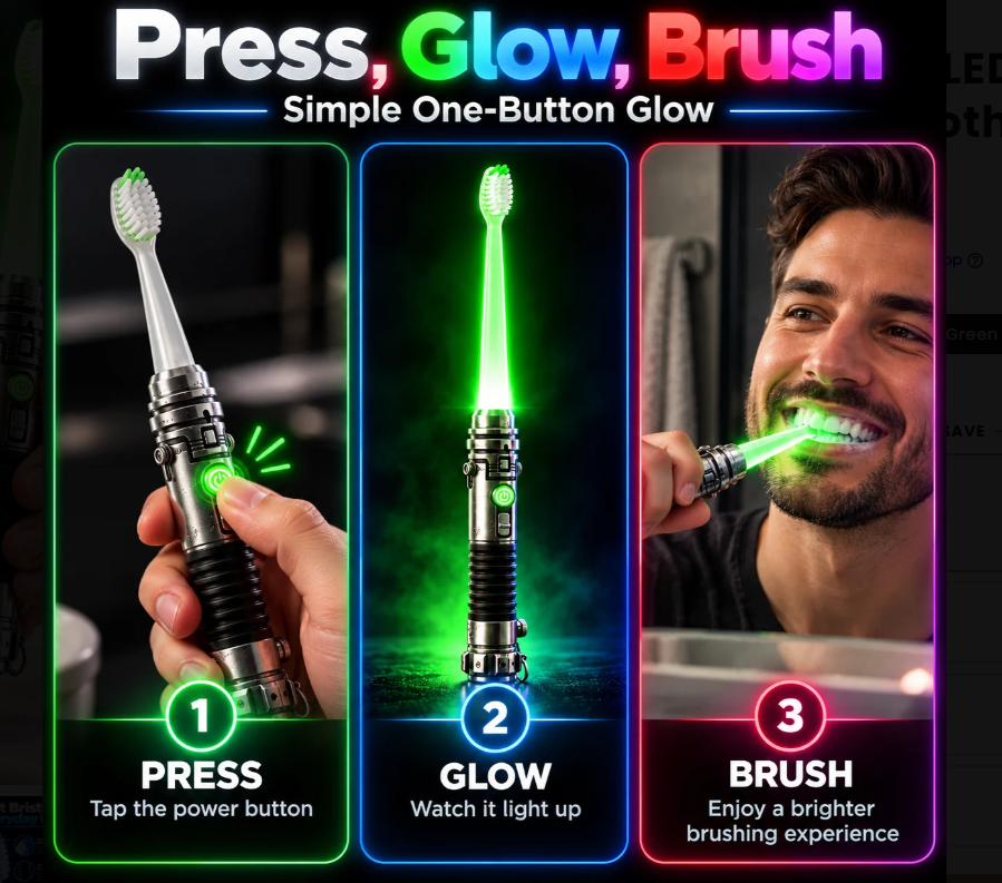 🔥🪥LED Glow Toothbrush – Make Brushing Fun Again ✨