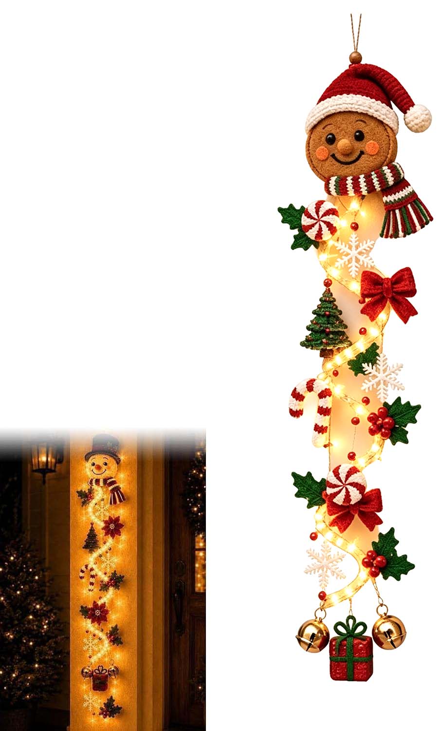 Glowing Christmas Door Hanger, Lighted Vertical Holiday Decor 🎄
