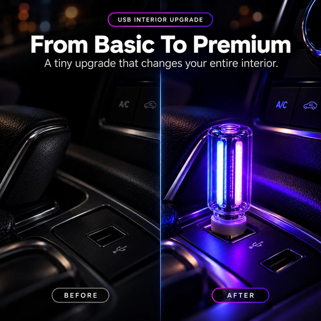 ✨ 3-Pack Car USB Ambient Night Lights – Touch Control LED Interior Upgrade