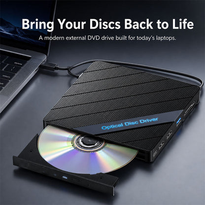 🔥 All-in-One External DVD Drive – Read, Burn, Transfer & Expand Your Laptop Connections