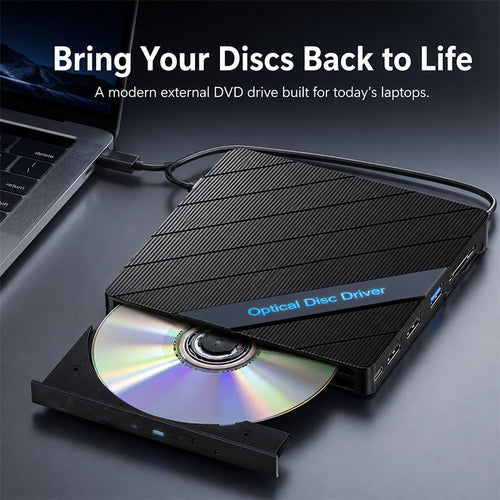 🔥 All-in-One External DVD Drive – Read, Burn, Transfer & Expand Your Laptop Connections