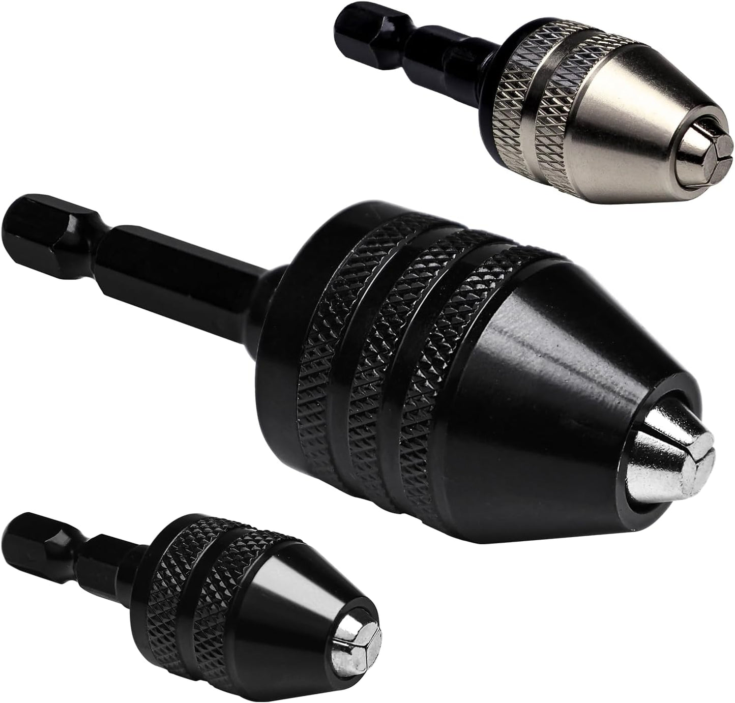 🔧 3-Piece Keyless Drill Chuck Adapter Set, 0.3-3.6mm and 0.6-8mm for Impact Drivers and Power Drills