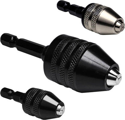 🔧 3-Piece Keyless Drill Chuck Adapter Set, 0.3-3.6mm and 0.6-8mm for Impact Drivers and Power Drills