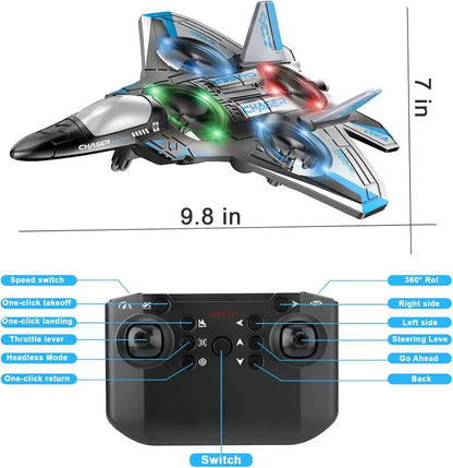 2.4G Remote Control Stunt Fighter Plane, Beginner Friendly RC Drone Aircraft With Headless Mode✈️