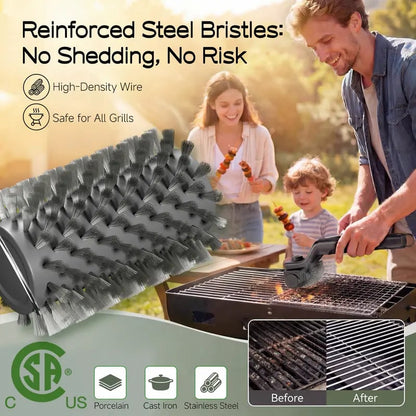 🔥2-in-1 Cordless Electric Grill Brush – High-Torque 3-Speed Motor, 7-Level Adjustable Angle, Steel Wire & Scouring Pad Heads, CSA-Certified for Grills & Pans.