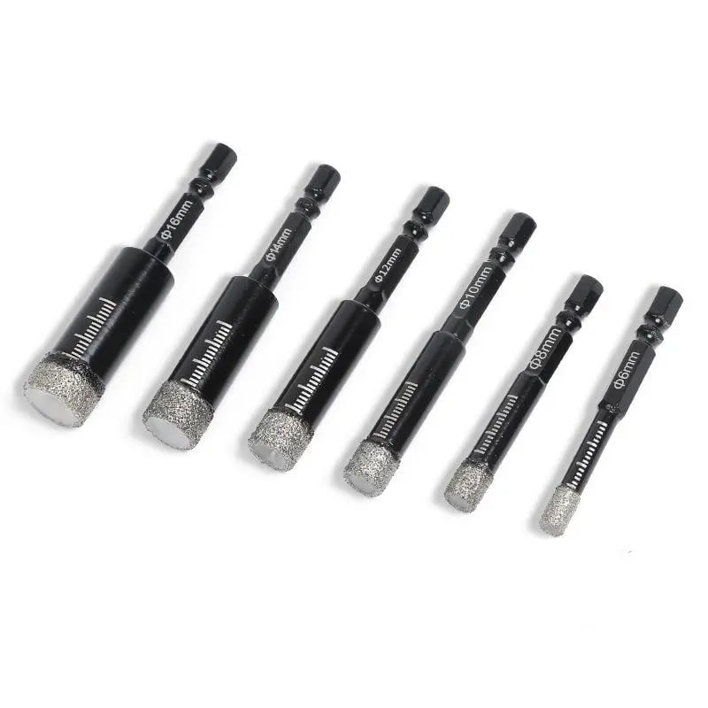 🔥49% OFF | 6Pcs Dry Diamond Drill Bit Set 🛠 Hex Shank Brazed Hole Saw for Tile, Glass & Granite